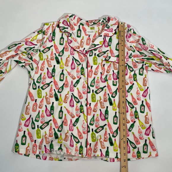 BedHead Pajama Set Size XL LS Top Pants Wine/Champagne Print EUC - Picture 9 of 13